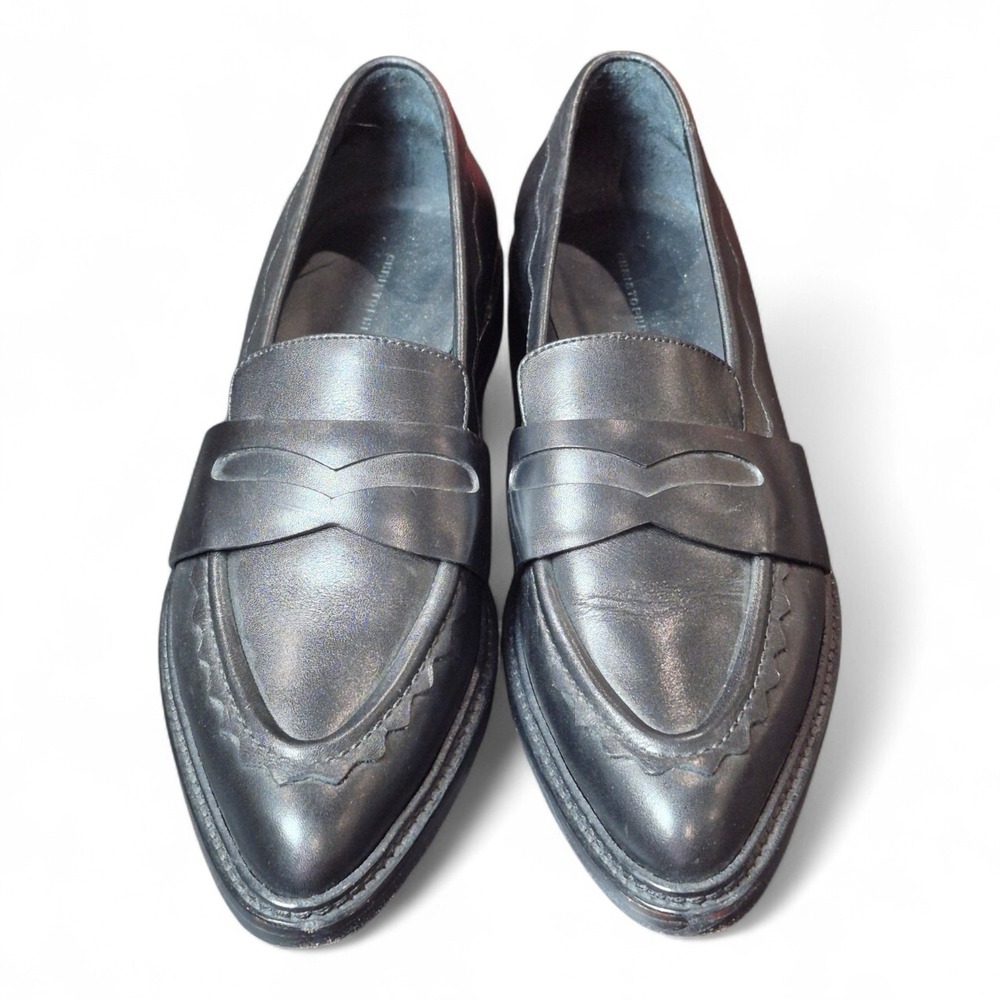 Christopher Kane Womens 8.5 EU 39.5 Black Leather Loafers Slip On Italy